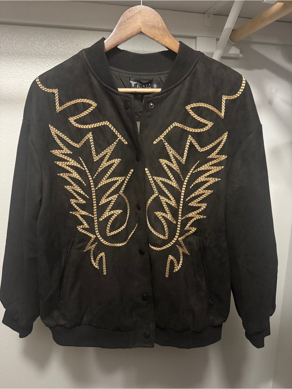 Lucky & Blessed Black suede with bootstitch